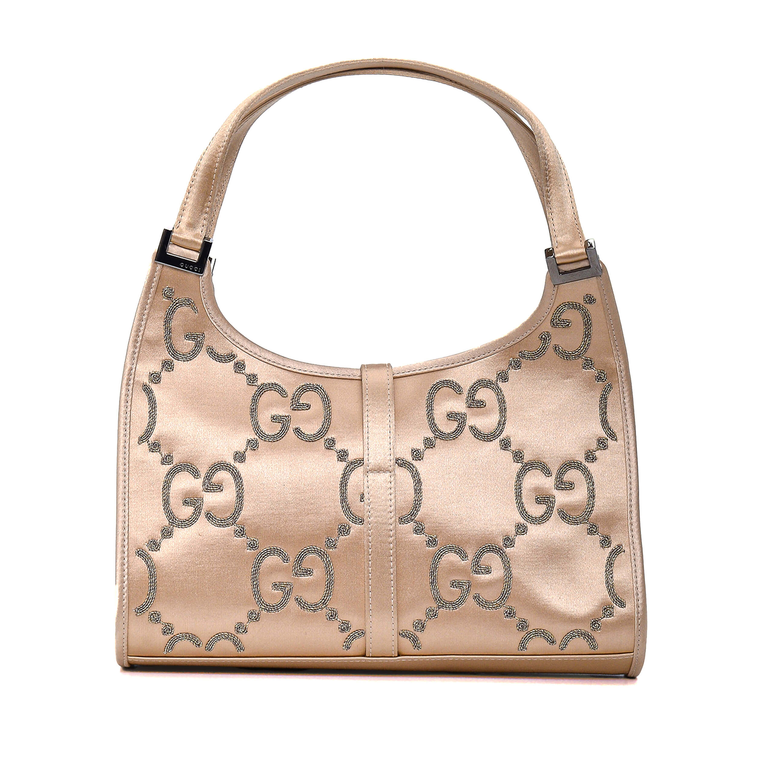 Gucci - Beige Satin & Shiny GG Supreme Small Jackie Bag